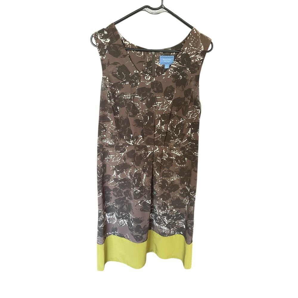 Simply Vera by Vera Wang Simple Brown Dress w/ Green Trim Size 12